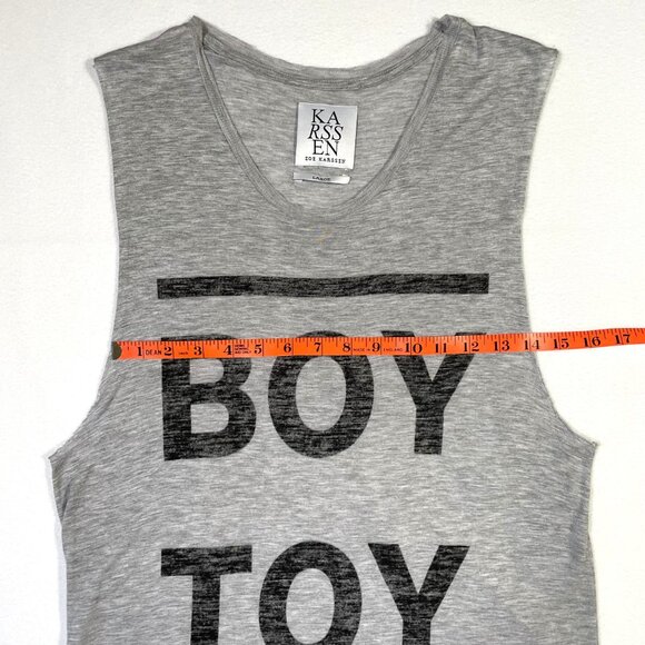 Zoe Karssen Boy Toy Tee Size L Gray Sleeveless Tank Graphic - Picture 6 of 11